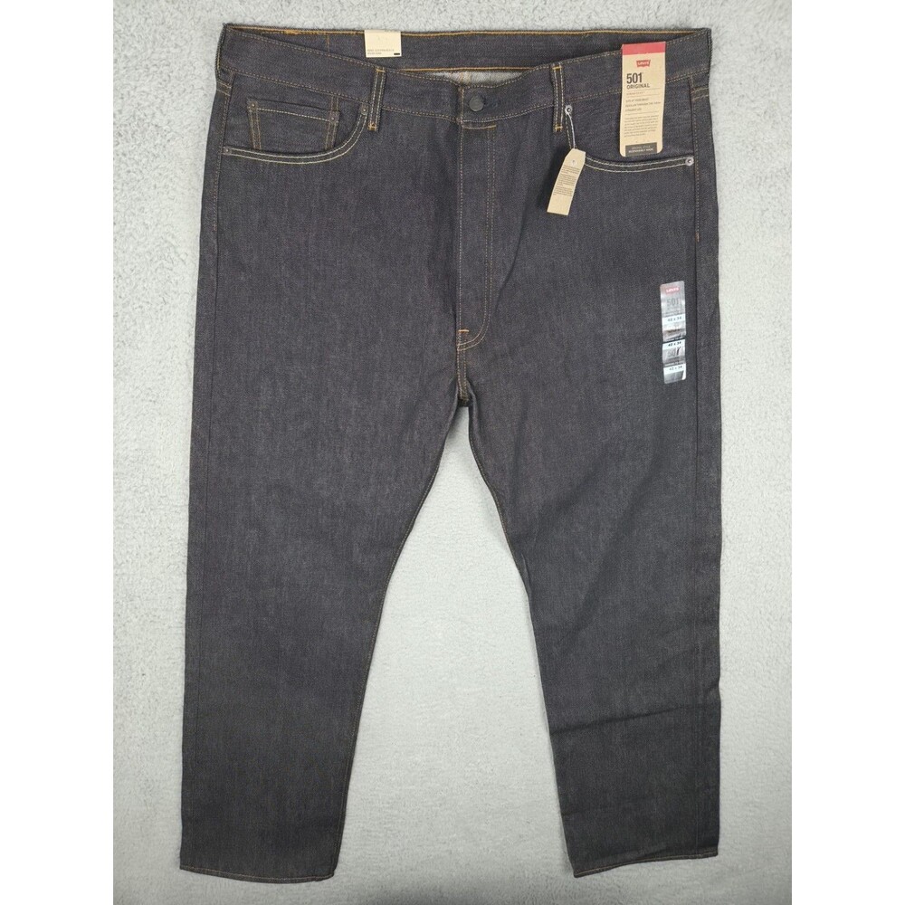 Levis 501 Original Shrink To Fit Jeans Mens 42x34 Black Dark Wash Button Fly NWT